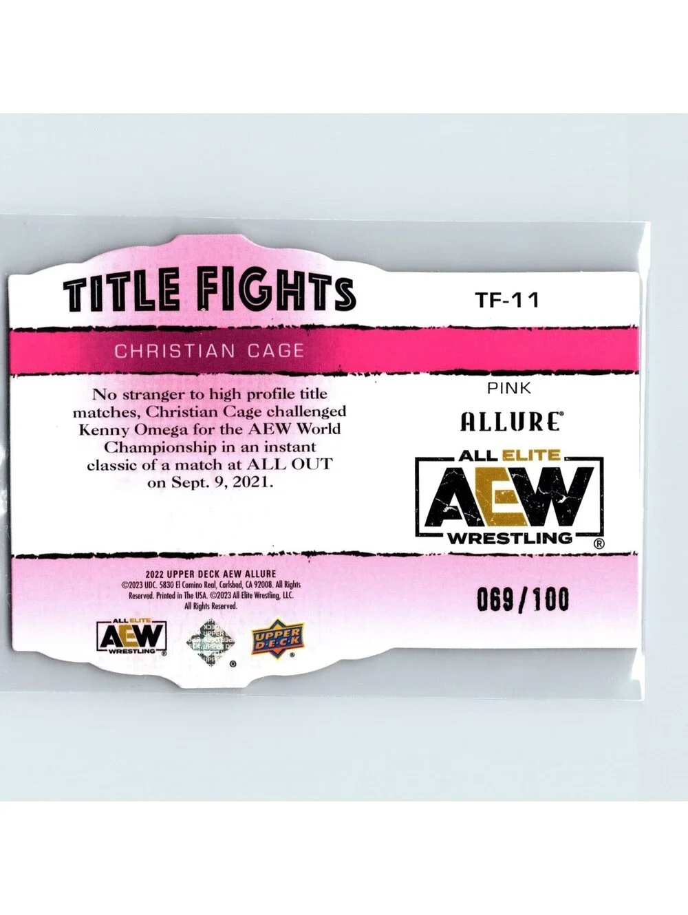 2022 Upper Deck AEW Allure Christian Cage #TF-11 Title Fights Pink #/100